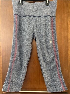 Asics Gray Leggings with Pink Side Stripes